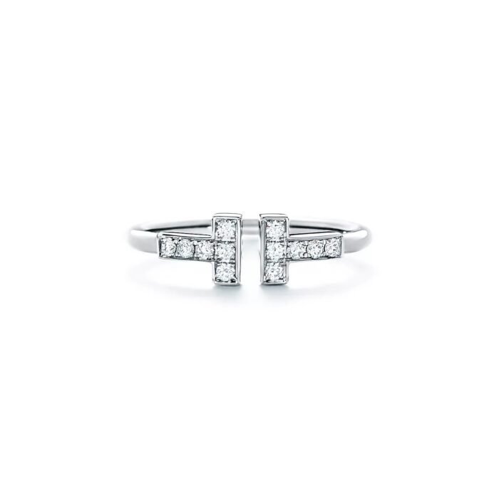 ELSIE LOVE T Ring Women 18K Gold Plated V Gold Zirconia PVD 5x Layered Open Band - Image 5