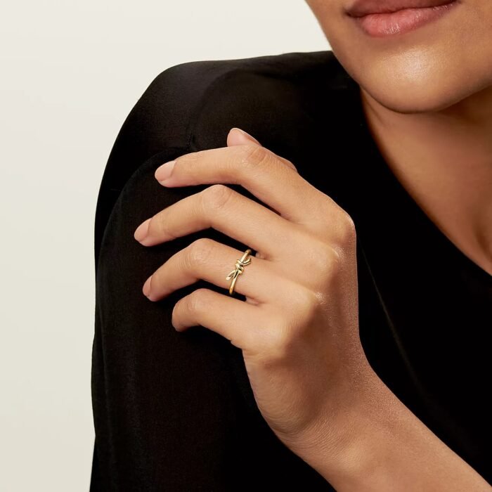 ELSIE LOVE Knot Ring Women 18K Yellow Gold Plated V Gold PVD 5x Layered Minimalist Open Band - Image 4