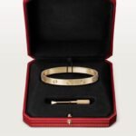 ELSIE LOVE Screw Bangle Bracelet Women 18K Gold Plated V Gold PVD 5x Layered Zirconia Classic Design 0.24in - Image 4