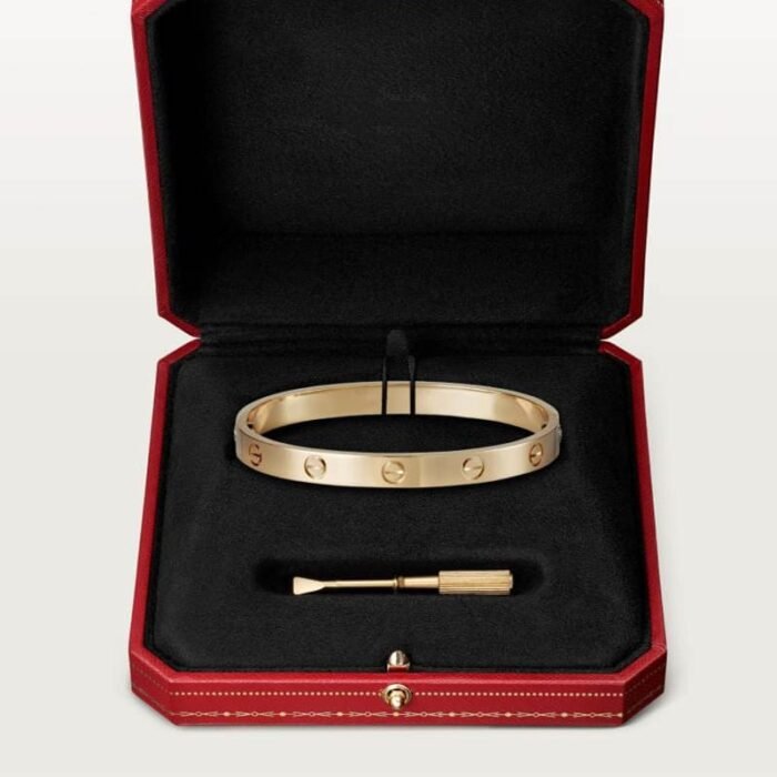 ELSIE LOVE Screw Bangle Bracelet Women 18K Gold Plated V Gold PVD 5x Layered Zirconia Classic Design 0.24in - Image 4