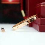 ELSIE LOVE Screw Bangle Bracelet Women 18K Gold Plated V Gold PVD 5x Layered Zirconia Classic Design 0.24in - Image 8