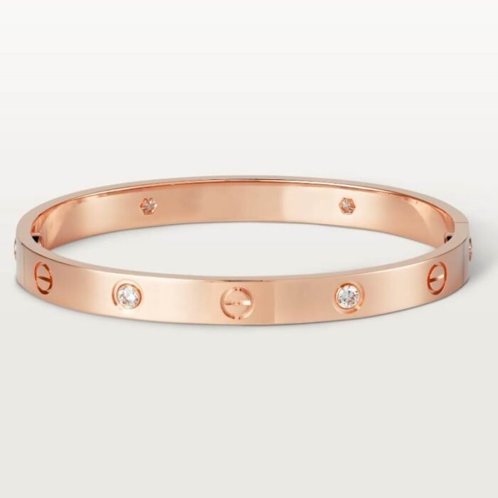ELSIE LOVE Screw Bangle Bracelet Women 18K Gold Plated V Gold PVD 5x Layered Zirconia Classic Design 0.24in - Image 18