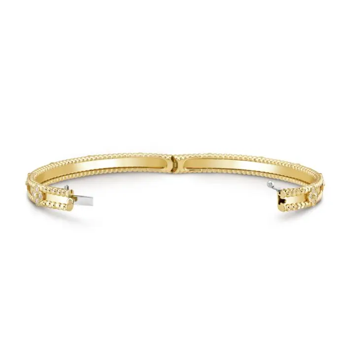 ELSIE LOVE Flower Bracelet Women 18K Gold Plated V Gold Zirconia PVD 5x Layered Elegant Bangle 6.69" - Image 4