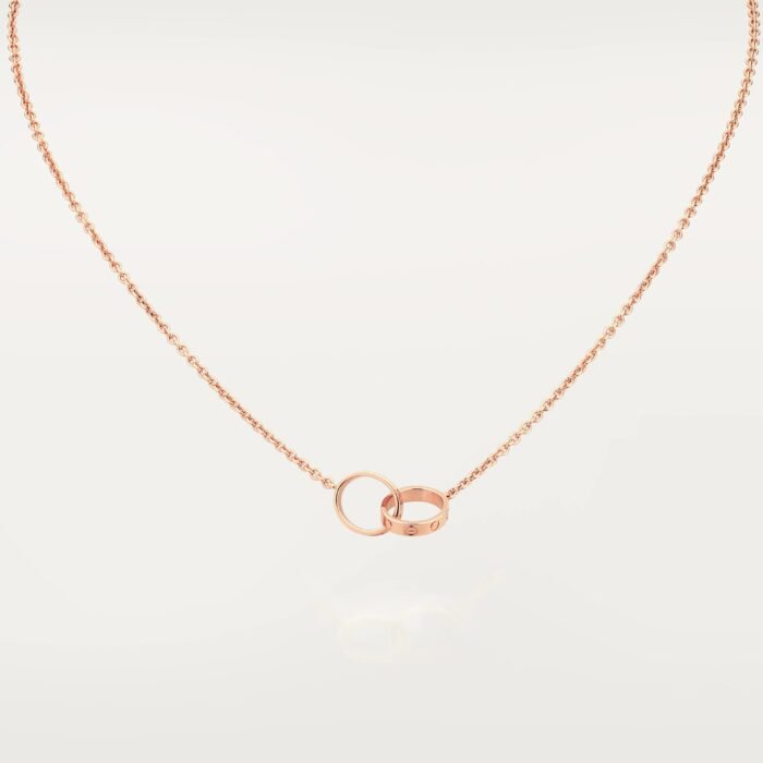 ELSIE LOVE Double Ring Necklace Women 18K Gold Plated V Gold PVD 5x Layered 18-Inch Pendant - Image 4