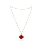 ELSIE LOVE Clover Pendant Necklace, Women’s Long Chain 925 Sterling Silver, 18K Gold Plated - Image 4