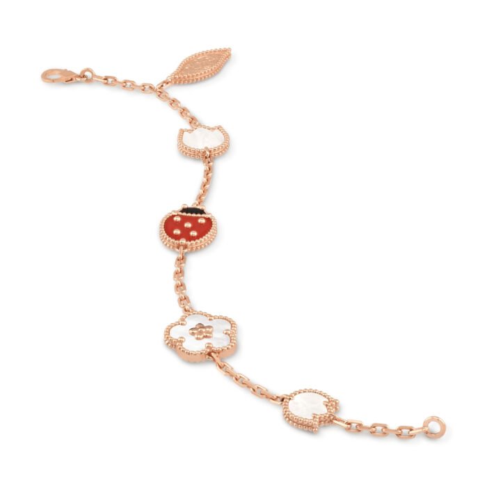 ELSIE LOVE Ladybug & Floral Bracelet | 925 Silver with 18K Rose Gold Plating - Image 4