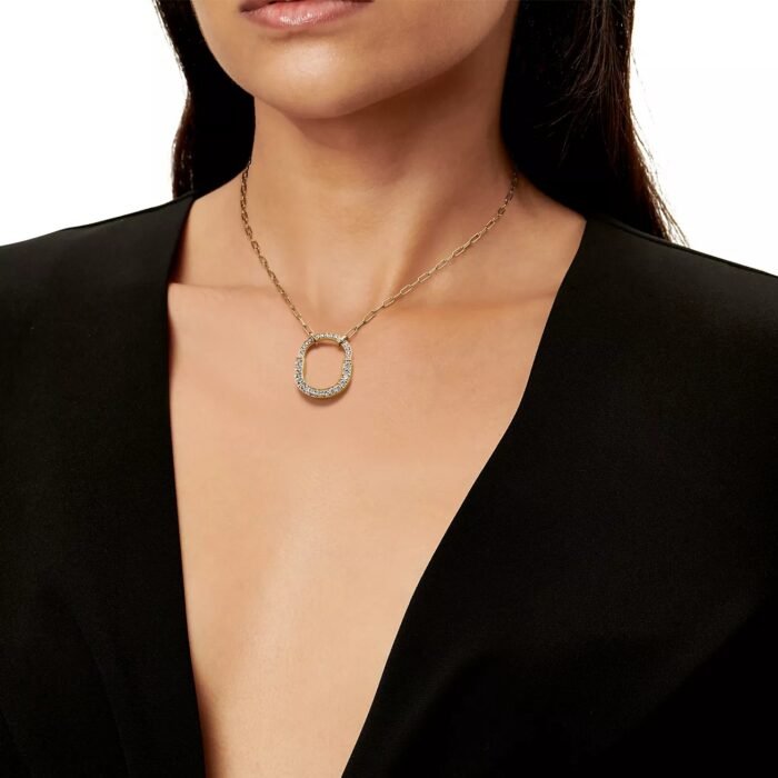 ELSIE LOVE Medium Lock Pendant Necklace | V Gold 18K Gold Plated with Zirconia, 18” - Image 5