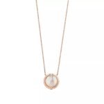 ELSIE LOVE Mother-of-Pearl Circle Pendant Necklace 18K Gold Plated with Zirconia, Adjustable Chain - Image 5