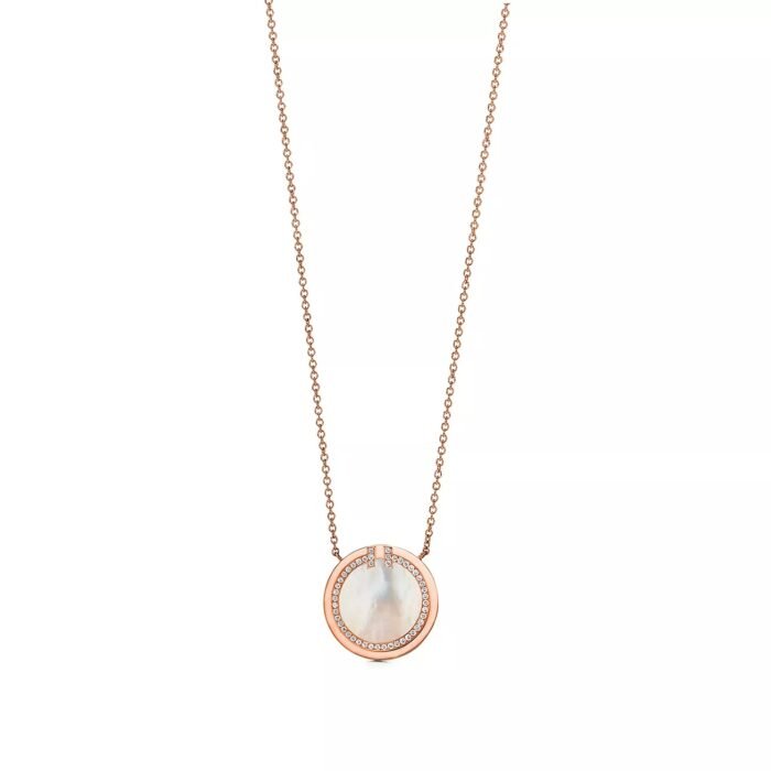 ELSIE LOVE Mother-of-Pearl Circle Pendant Necklace 18K Gold Plated with Zirconia, Adjustable Chain - Image 5