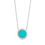ELSIE LOVE Turquoise Circle Pendant Necklace for Women, 18K Gold Plated, Zirconia Inlay, PVD 5x Layered, Adjustable Chain - Image 5