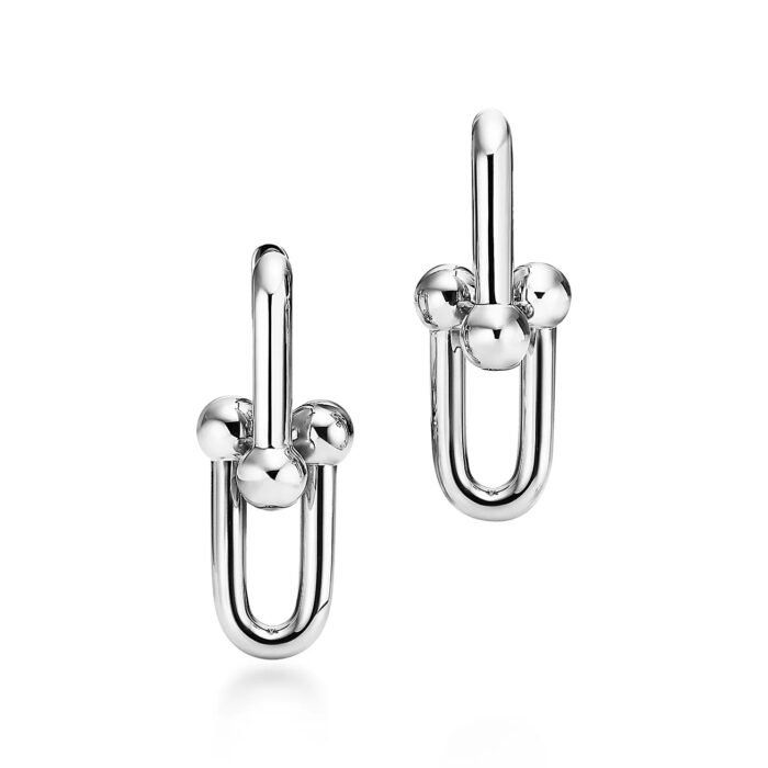 ELSIE LOVE Link Earrings | V Gold 18K Gold Plated Minimalist Hoop - Image 5