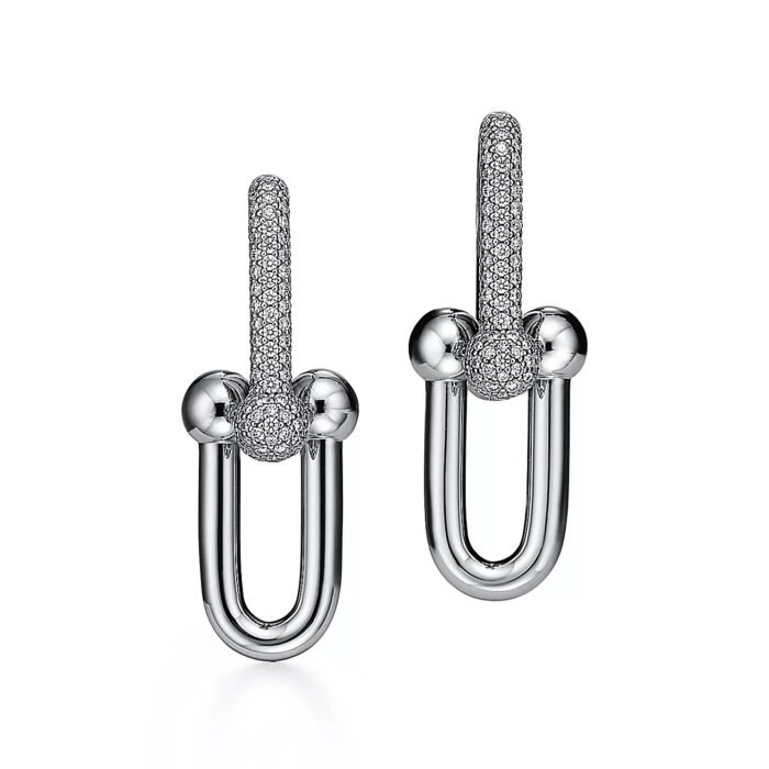 ELSIE LOVE Link Earrings with Zirconia | V Gold 18K Gold Plated | 1.5" Fashion Earrings - Image 5