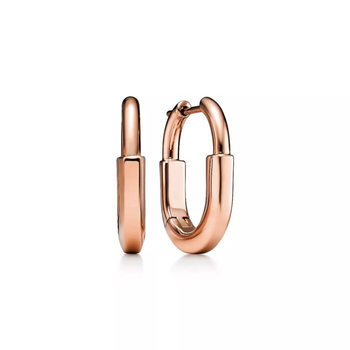 ELSIE LOVE Lock Earrings | V Gold 18K Gold Plated Minimalist Hoops - Image 5