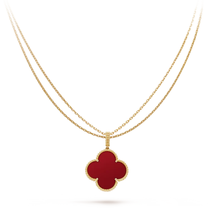 ELSIE LOVE Clover Pendant Necklace, Women’s Long Chain 925 Sterling Silver, 18K Gold Plated - Image 5
