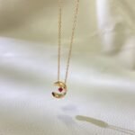 ELSIE LOVE Coco Crush Necklace Women 18K Rose Gold Plated V Gold Red Zirconia C Letter Pendant PVD 5x Layered - Image 5