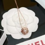 ELSIE LOVE Camélia Necklace Women 18K Rose Gold Plated V Gold Zirconia PVD 5x Layered Flower Pendant - Image 5
