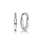 ELSIE LOVE Lock Earrings with Zirconia | V Gold 18K Gold Plated Medium Hoops - Image 5