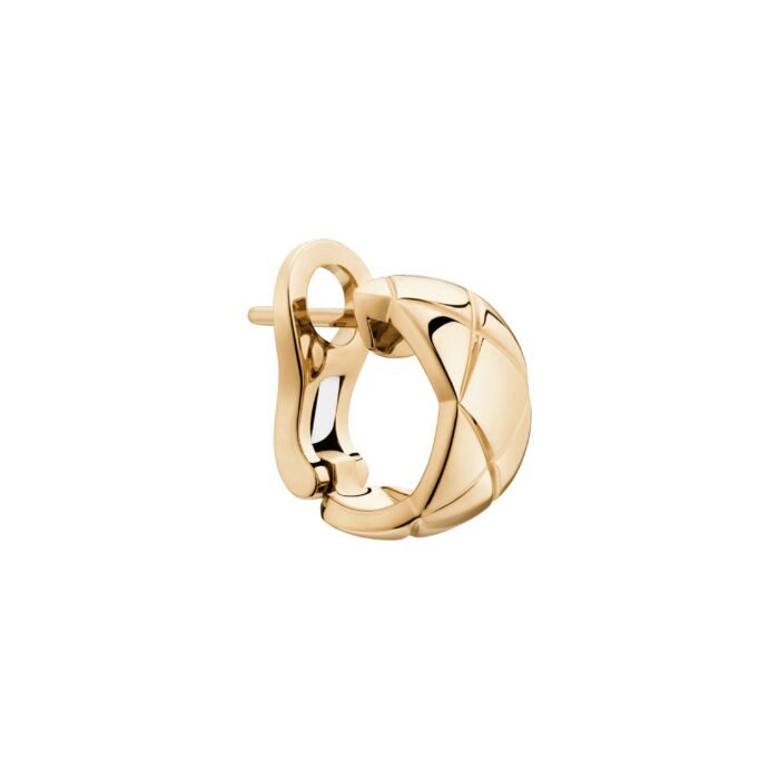 ELSIE LOVE Coco Crush Earrings Women 18K Gold Plated V Gold PVD 5x Layered Quilted Design - Image 5