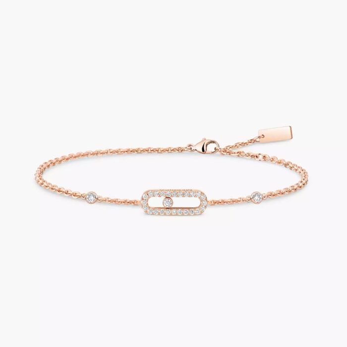 ELSIE LOVE Move Uno Bracelet Women 18K Gold Plated V Gold Zirconia PVD 5x Layered Chain 18.5cm - Image 5