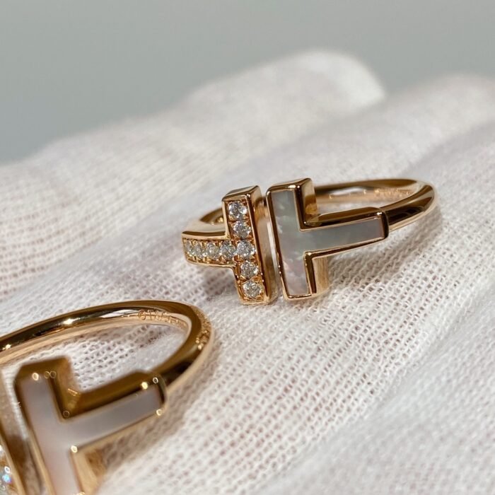 ELSIE LOVE T Ring Women 925 Silver 18K Rose Gold Plated Zirconia PVD 5x Layered Open Band - Image 5