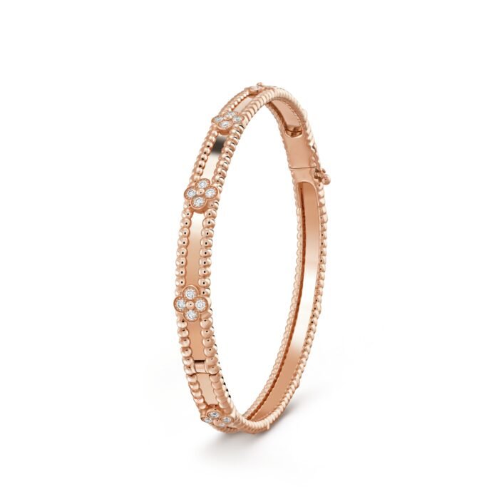 ELSIE LOVE Flower Bracelet Women 18K Gold Plated V Gold Zirconia PVD 5x Layered Elegant Bangle 6.69" - Image 5