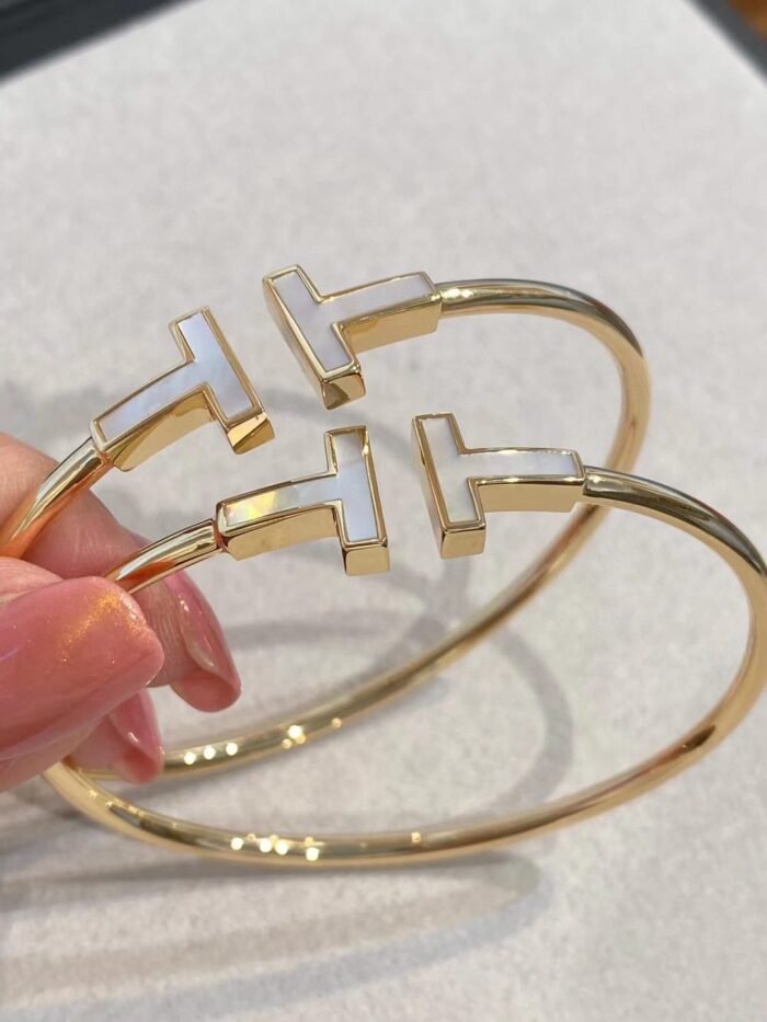 T Bangle with Mother of Pearl (Gold) - Image 5