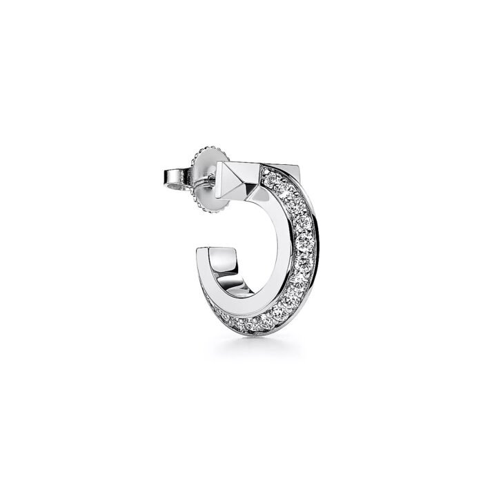 ELSIE LOVE T1 Hoop Earrings Extra Small with Zirconia | V Gold 18K Gold Plated Minimalist Hoops - Image 8