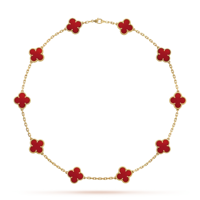 ELSIE LOVE Clover Leaf Necklace · 18K Gold Plated 925 Silver · Multiple Motifs · Mother-of-Pearl / Onyx / Carnelian / Malachite / Blue Agate - Image 5