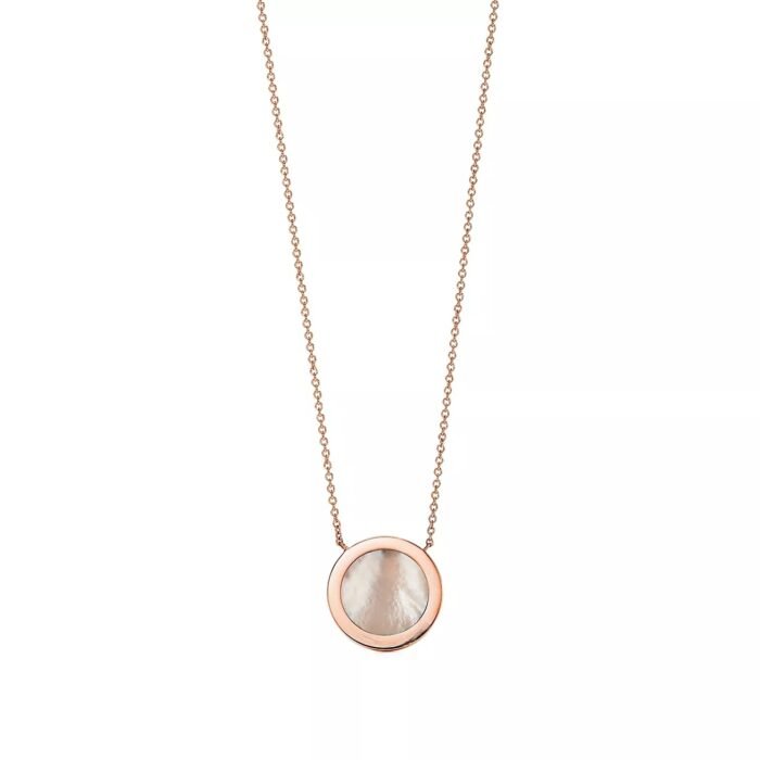 ELSIE LOVE Mother-of-Pearl Circle Pendant Necklace 18K Gold Plated with Zirconia, Adjustable Chain - Image 6