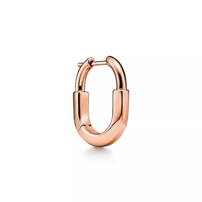 ELSIE LOVE Lock Earrings | V Gold 18K Gold Plated Minimalist Hoops - Image 6