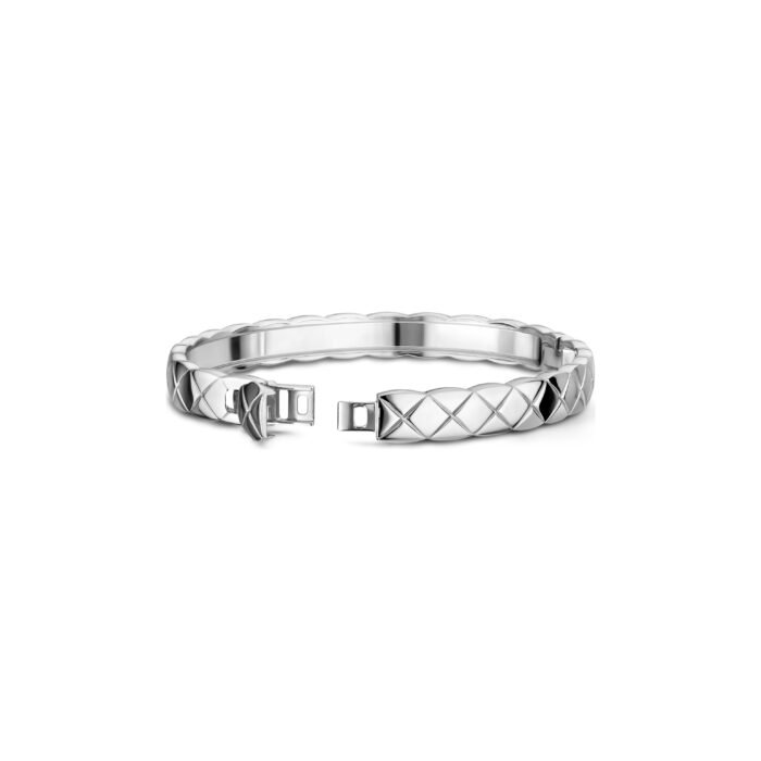 ELSIE LOVE Coco Crush Bracelet · 18K Gold Plated V Gold · Quilted Engraving with Zirconia · Elegant Women’s Bangle - Image 6