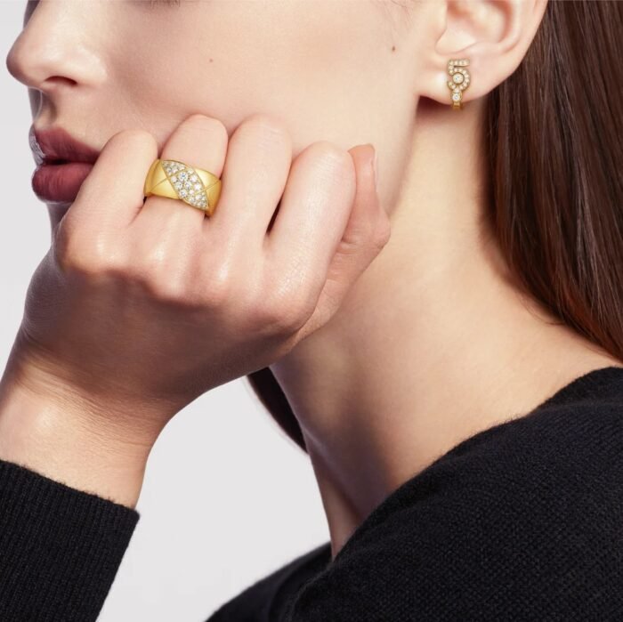 ELSIE LOVE Coco Crush Ring · 925 Sterling Silver 18K Gold Plated · Quilted Design with Full Zirconia Inlay · Luxury Women’s Ring - Image 6