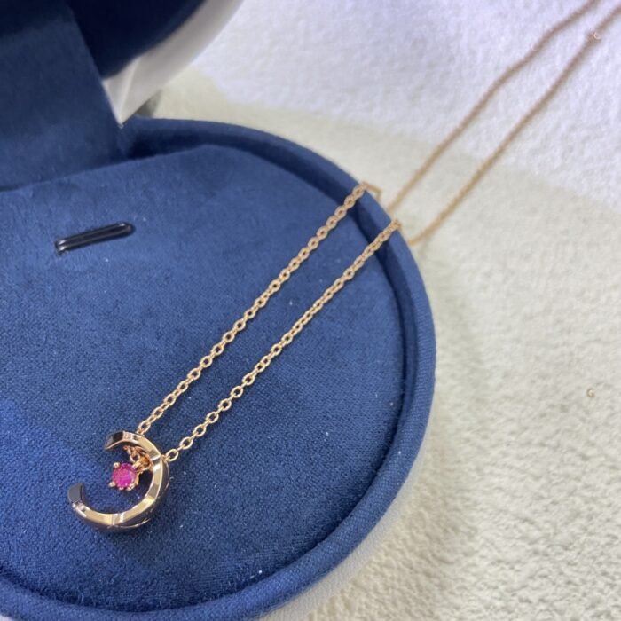 ELSIE LOVE Coco Crush Necklace Women 18K Rose Gold Plated V Gold Red Zirconia C Letter Pendant PVD 5x Layered - Image 6
