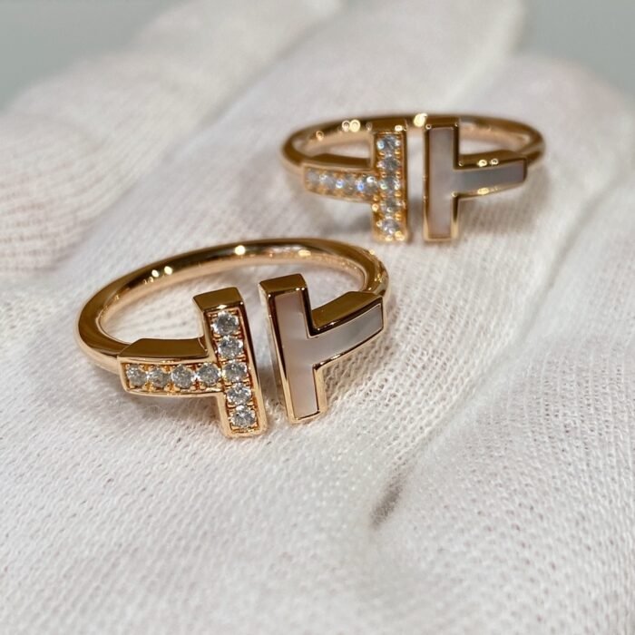 ELSIE LOVE T Ring Women 925 Silver 18K Rose Gold Plated Zirconia PVD 5x Layered Open Band - Image 6