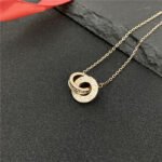 ELSIE LOVE Interlocking Circle Necklace Women 18K Gold Plated V Gold PVD 5x Layered Zirconia 17-Inch Chain - Image 6