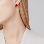 ELSIE LOVE Clover Leaf Earrings · 18K Gold Plated 925 Silver · White Mother-of-Pearl / Black Onyx / Red Carnelian / Green Malachite - Image 6