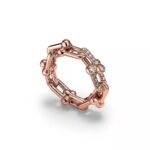 ELSIE LOVE Link Ring with Zirconia | V Gold 18K Gold Plated Chain Style Band - Image 7