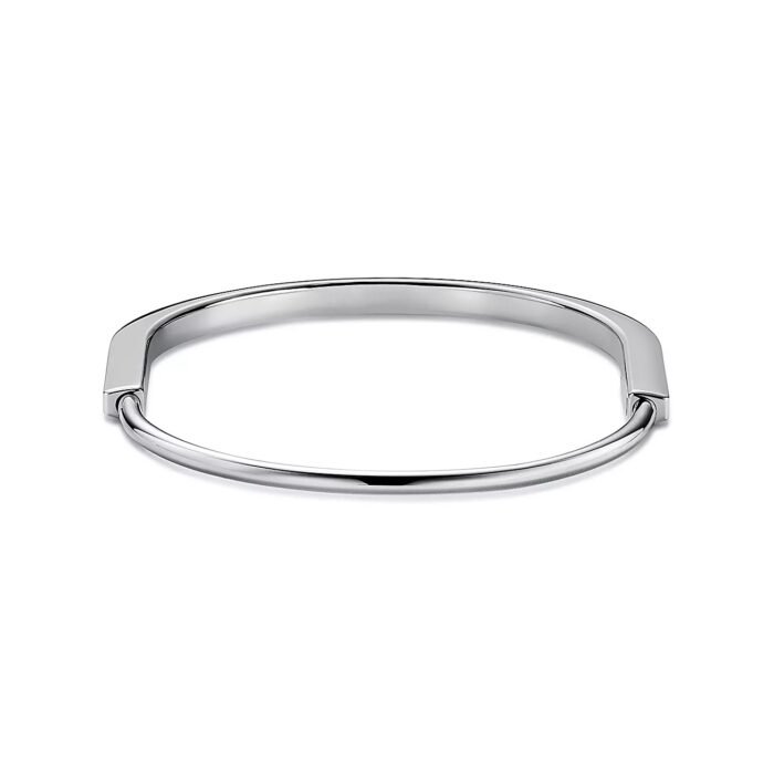 ELSIE LOVE Lock Bangle 18K Gold Plated with Zirconia, Narrow Design - Image 7