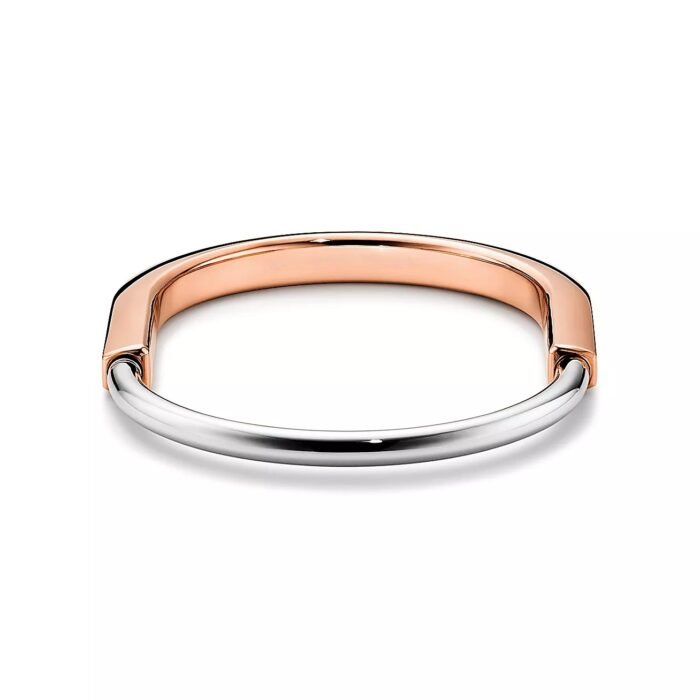 ELSIE LOVE Lock Bangle Bracelet for Women, 18K Gold Plated, Medium Size - Image 6