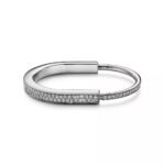 ELSIE LOVE Lock Bangle with Zirconia, 18K Gold Plated, PVD 5-Layered, Medium - Image 7