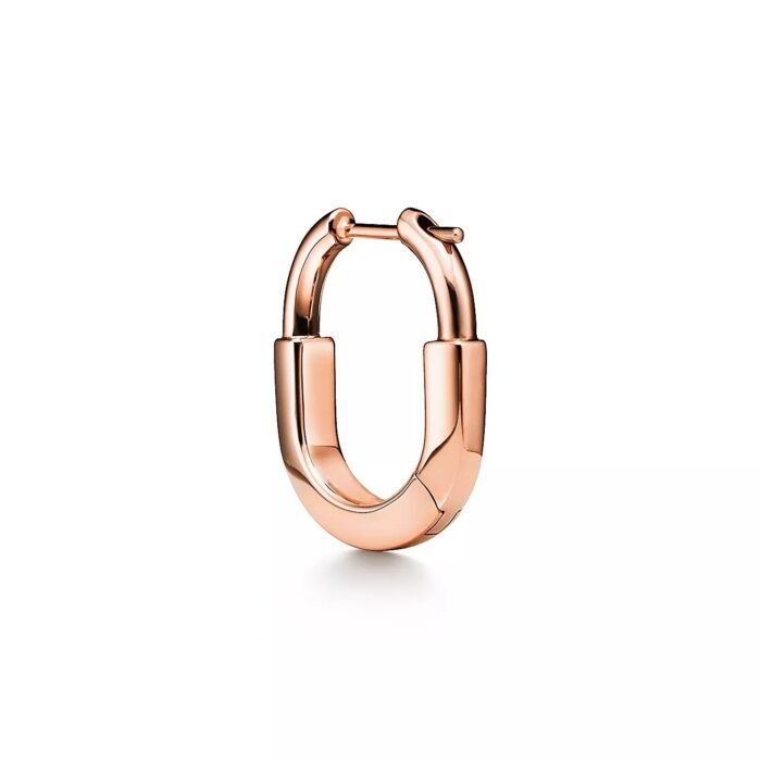 ELSIE LOVE Lock Earrings | V Gold 18K Gold Plated Minimalist Hoops - Image 7