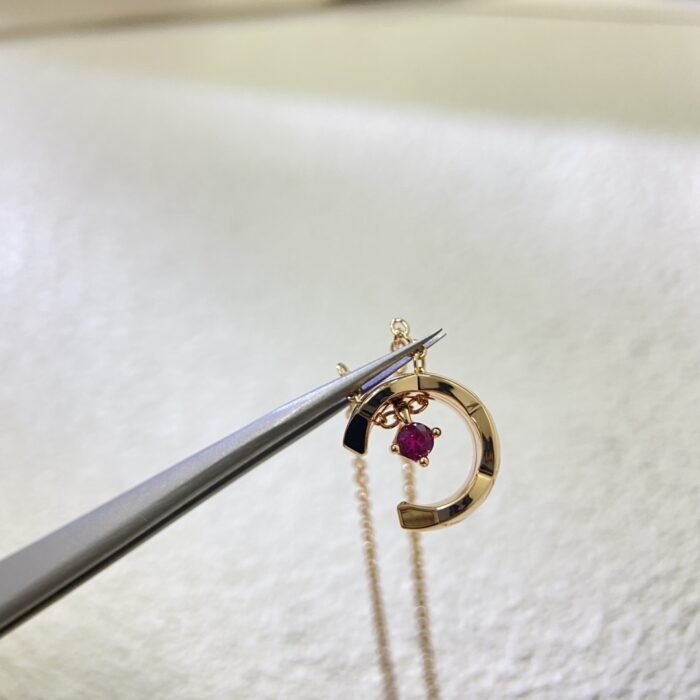 ELSIE LOVE Coco Crush Necklace Women 18K Rose Gold Plated V Gold Red Zirconia C Letter Pendant PVD 5x Layered - Image 7