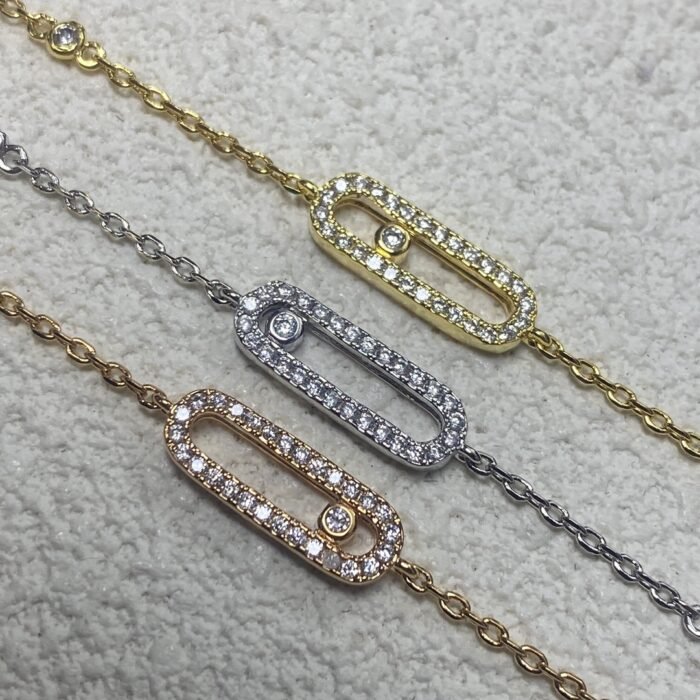 ELSIE LOVE Move Uno Bracelet Women 18K Gold Plated V Gold Zirconia PVD 5x Layered Chain 18.5cm - Image 7