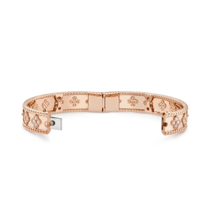 ELSIE LOVE Clover Bracelet Women 18K Gold Plated V Gold Zirconia PVD 5x Layered Luxury Bangle 6.3" - Image 7