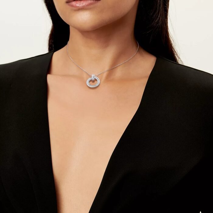 ELSIE LOVE T1 Circle Pendant Necklace, 18K Gold Plated with Zirconia, Adjustable 16-18 Inch Chain - Image 8