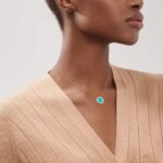 ELSIE LOVE Turquoise Circle Pendant Necklace for Women, 18K Gold Plated, Zirconia Inlay, PVD 5x Layered, Adjustable Chain - Image 8
