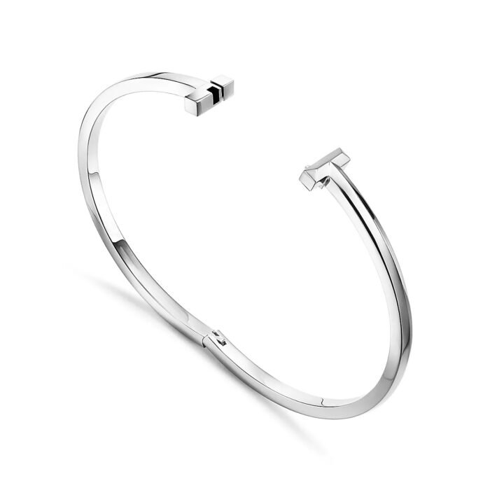 ELSIE LOVE T1 Narrow Hinged Bangle for Women, 18K Gold Plated V Gold Medium Bracelet - Image 8