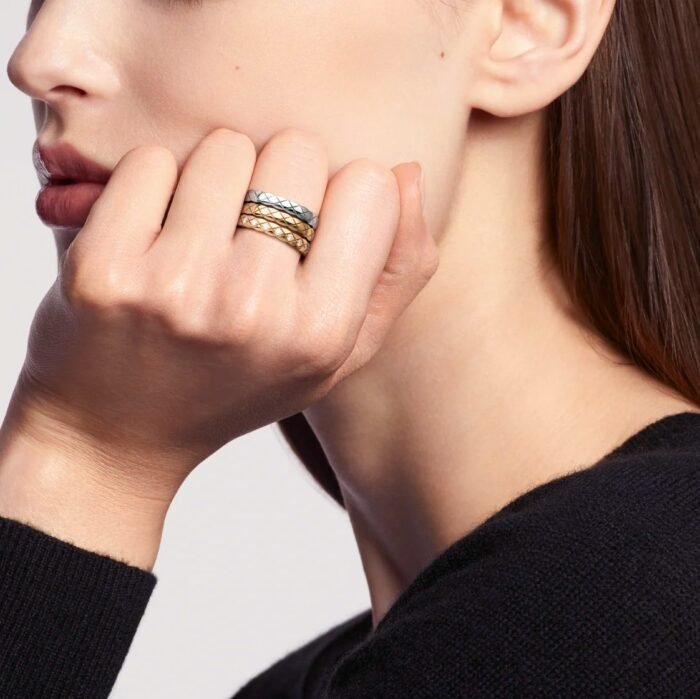 ELSIE LOVE Coco Crush Ring | 925 Silver 18K Gold Plated Quilted Fashion Ring - Image 8