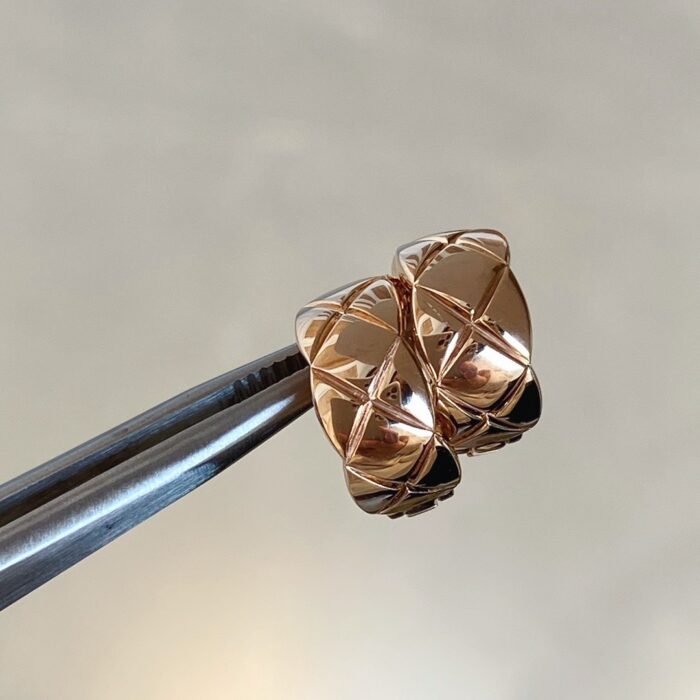 ELSIE LOVE Coco Crush Earrings Women 18K Gold Plated V Gold PVD 5x Layered Quilted Design - Image 8