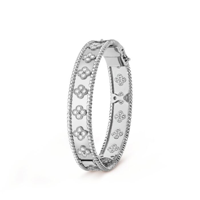 ELSIE LOVE Clover Bracelet Women 18K Gold Plated V Gold Zirconia PVD 5x Layered Luxury Bangle 6.3" - Image 8
